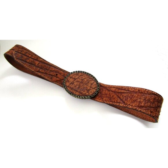 Berge Italy Women's Brown Genuine Leather Belt with Large Oval Buckle Med 30-34" - Picture 4 of 9